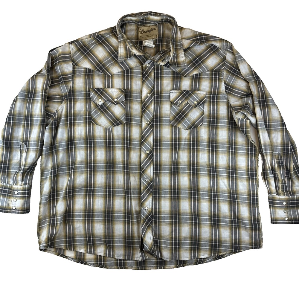 Vintage Wrangler Pearl Snap Button Down Shirt Size 2XL Brushpopper